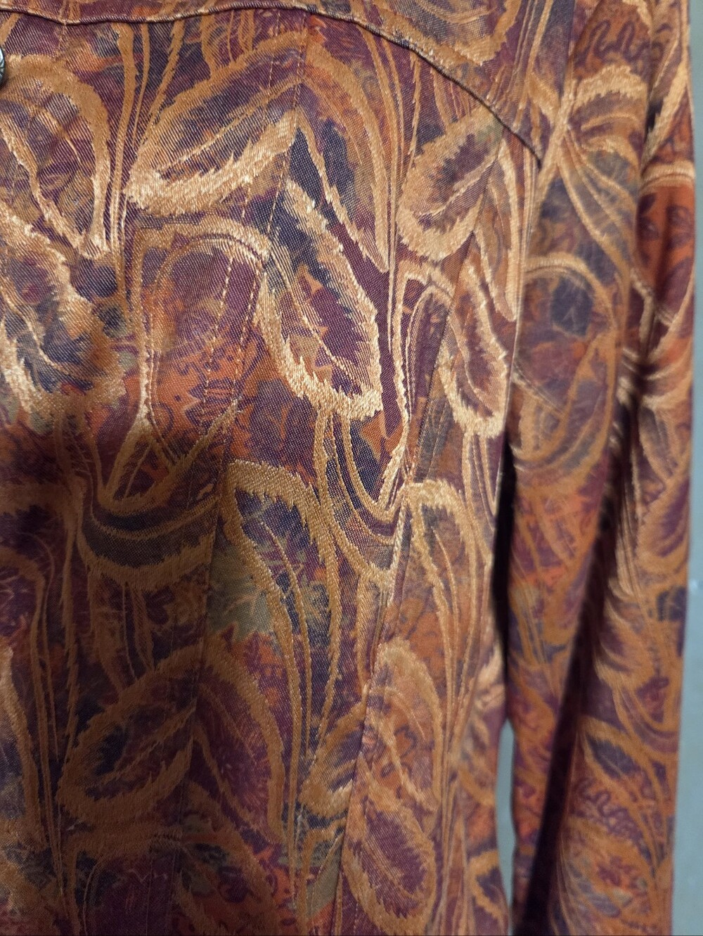 Rust Paisely Button-Front Jacket - Picture 10 of 12